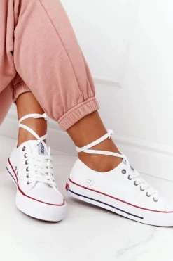 New Damskie Klasyczne Niskie Trampki Big Star DD274336 Białe Damskie Trampki Damskie Big Star|Trampki Damskie Niskie