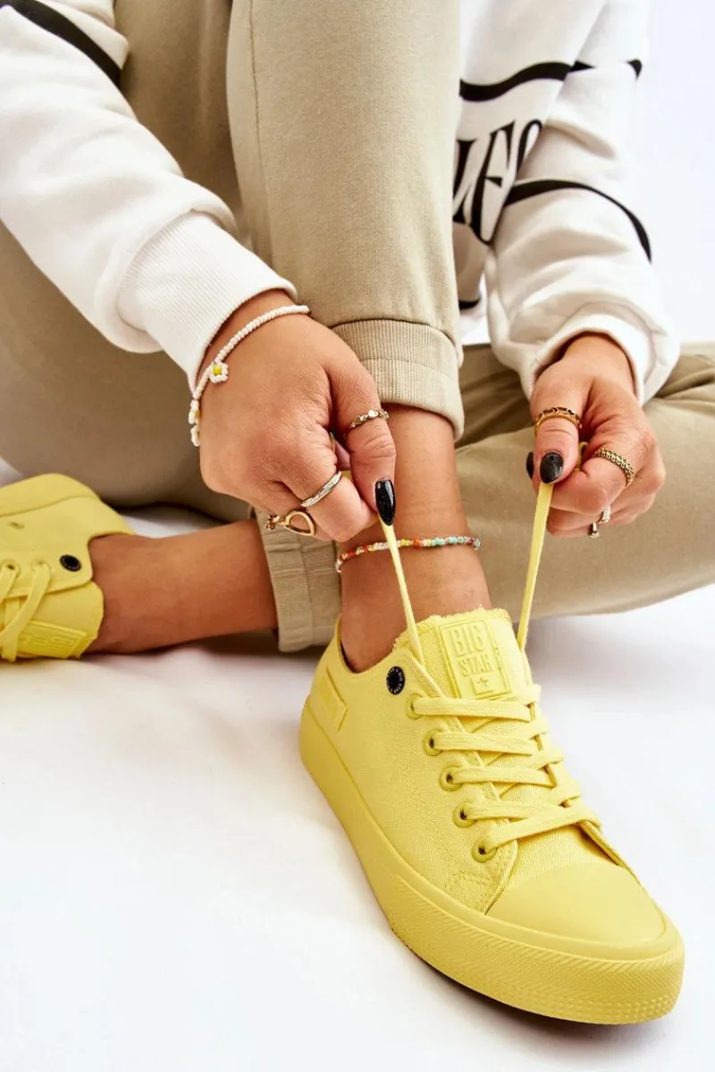 Trampki Damskie Big Star|Trampki Damskie Niskie>Big Star Shoes Damskie Klasyczne Niskie Trampki Big Star LL274026 Żółte
