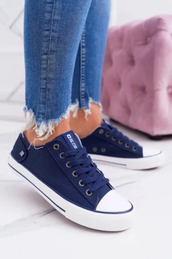 Online Damskie Klasyczne Niskie Trampki Big Star DD274335 Granatowe Damskie Trampki Damskie Big Star|Trampki Damskie Niskie