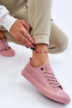 Hot Damskie Klasyczne Niskie Trampki Big Star LL274027 Różowe Damskie Trampki Damskie Big Star|Trampki Damskie Niskie