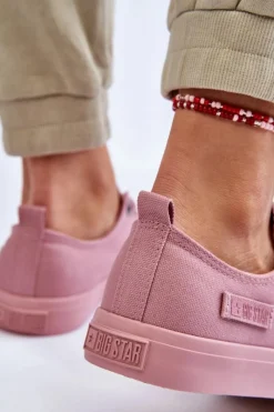 Hot Damskie Klasyczne Niskie Trampki Big Star LL274027 Różowe Damskie Trampki Damskie Big Star|Trampki Damskie Niskie