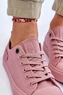 Hot Damskie Klasyczne Niskie Trampki Big Star LL274027 Różowe Damskie Trampki Damskie Big Star|Trampki Damskie Niskie