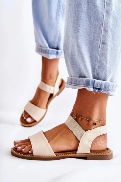 Sale Evento Damskie Klasyczne Sandały Na Płaskim Obcasie Beżowe Catis