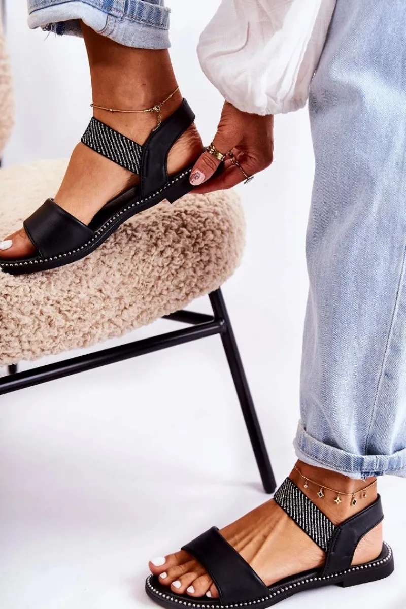 Sandały Płaskie>Evento Damskie Klasyczne Sandały Na Płaskim Obcasie Czarne Catis