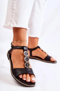 Clearance Evento Damskie Klasyczne Sandały Z Ozdobnym Paskiem Czarne Terina