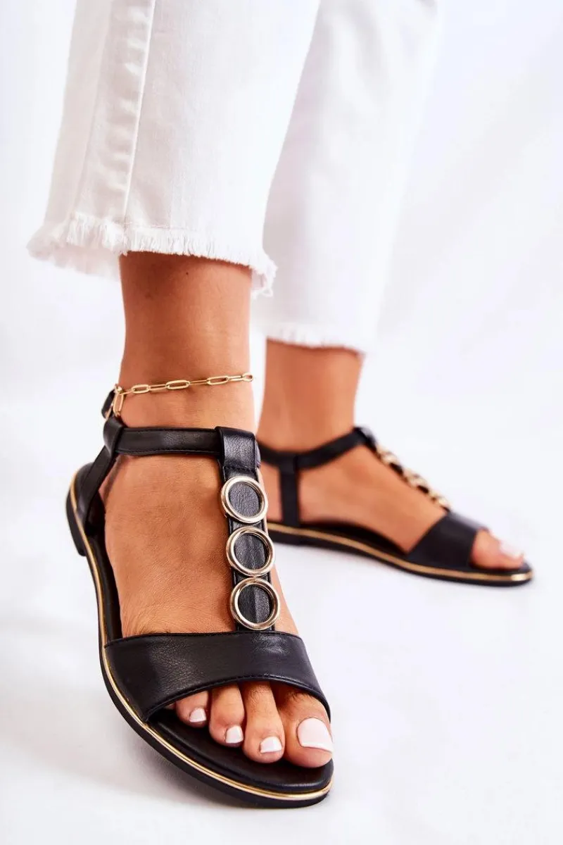 Clearance Evento Damskie Klasyczne Sandały Z Ozdobnym Paskiem Czarne Terina