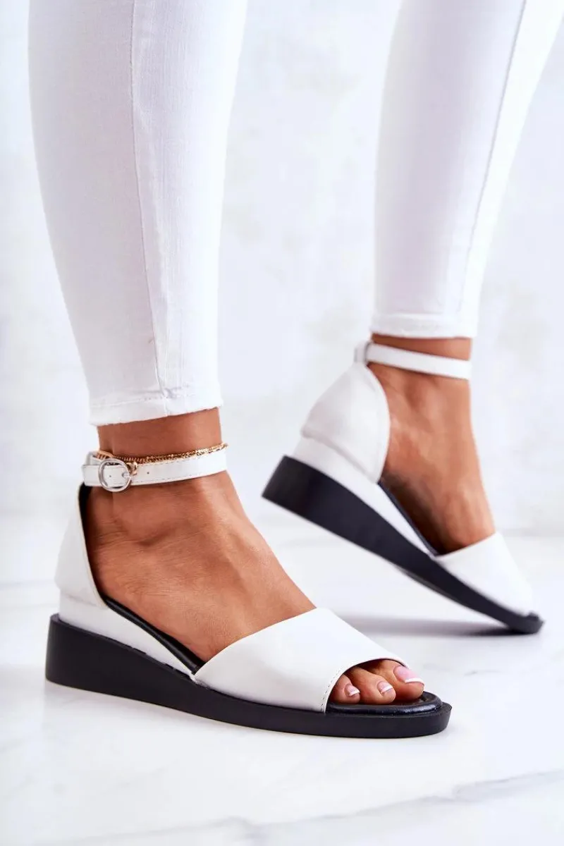 Sandały Na Koturnie>Buty damskie Vinceza Damskie Klasyczne Sandały Na Sprzączkę Białe Deserve