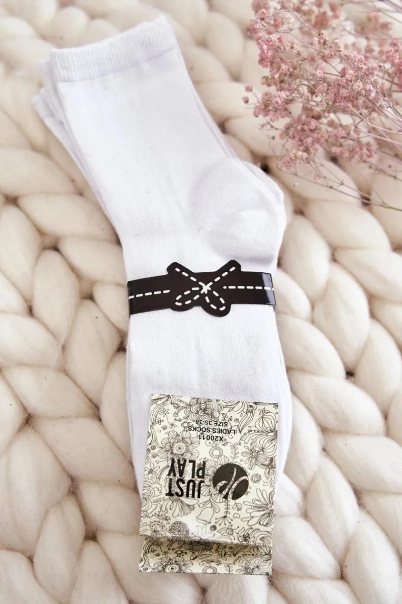 Clearance Just Play Damskie Klasyczne Skarpety Gładkie 5-Pak Białe