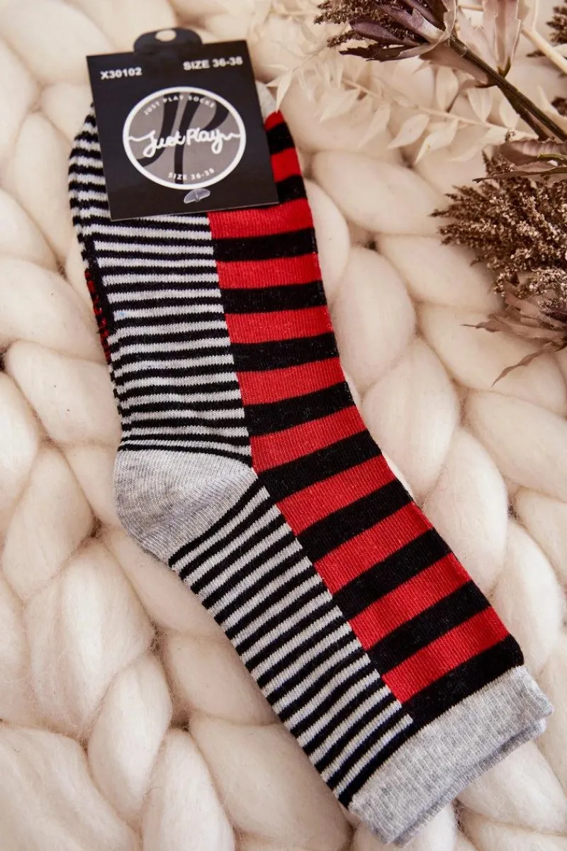 Sale Just Play Damskie Klasyczne Skarpety W Pasy I Paseczki Czerwone