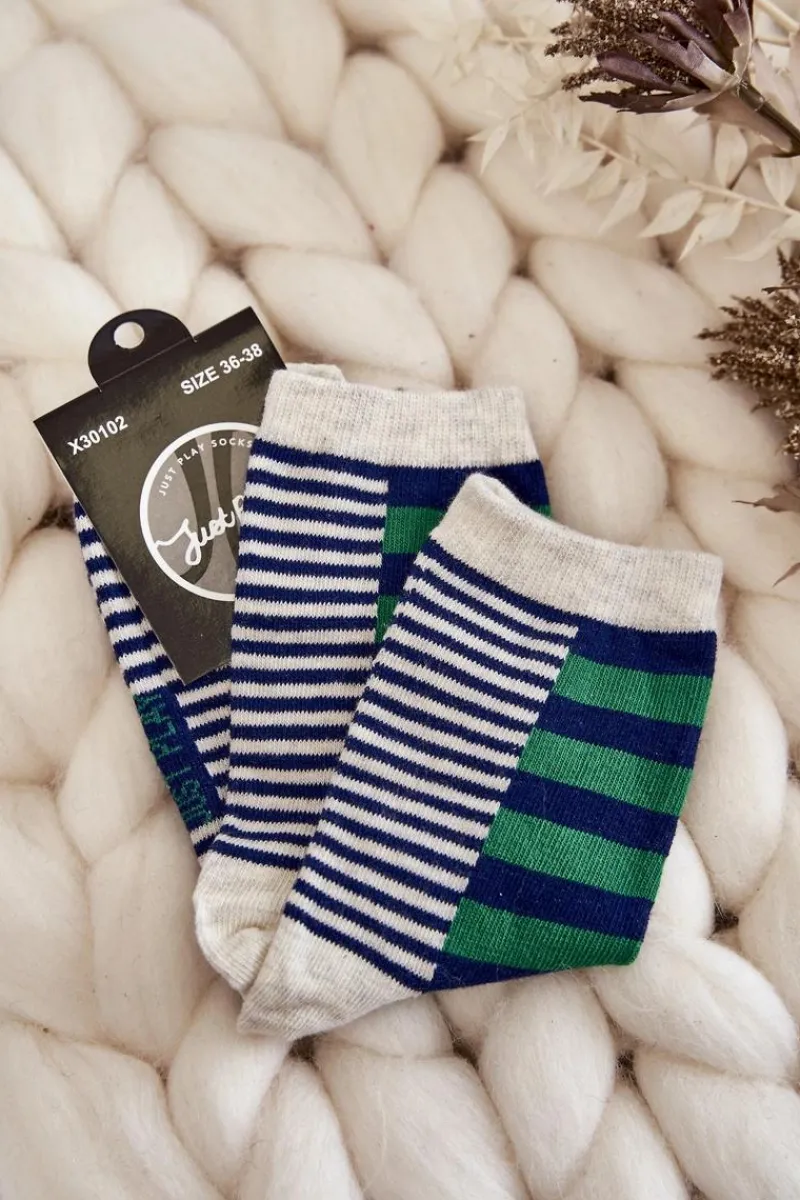 Hot Just Play Damskie Klasyczne Skarpety W Pasy I Paseczki Zielone