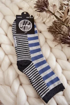 Skarpetki|Skarpetki>Just Play Damskie Klasyczne Skarpety W Pasy I Paseczki Niebieskie