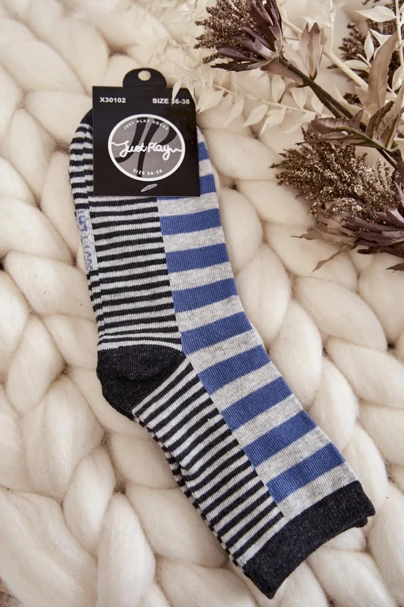 Skarpetki|Skarpetki>Just Play Damskie Klasyczne Skarpety W Pasy I Paseczki Niebieskie