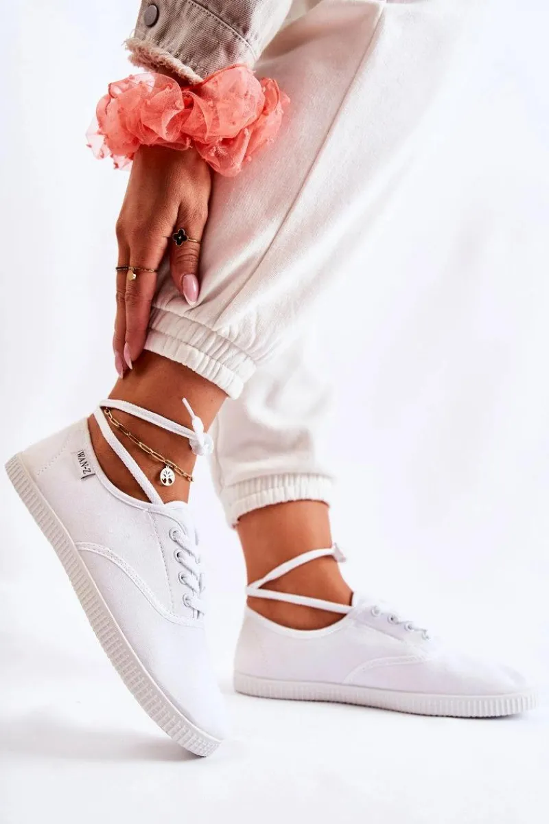 Outlet Evento Damskie Klasyczne Tenisówki Wiązane Białe Dellis