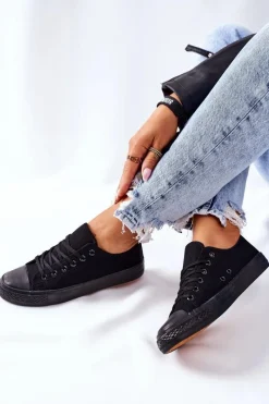 Discount Damskie Klasyczne Trampki Czarne Omerta Damskie Trampki Damskie Niskie