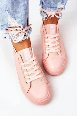 Trampki Damskie Niskie></noscript>Evento Damskie Klasyczne Trampki Różowe Ecoma