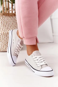 Trampki Damskie Niskie></noscript>Boto Damskie Klasyczne Trampki Szare Omerta Szary