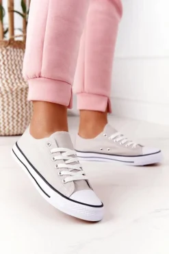 Trampki Damskie Niskie></noscript>Boto Damskie Klasyczne Trampki Szare Omerta Szary