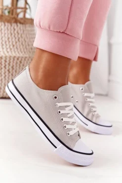 Trampki Damskie Niskie></noscript>Boto Damskie Klasyczne Trampki Szare Omerta Szary