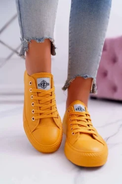 Trampki Damskie Niskie>Evento Damskie Klasyczne Trampki Żółte Ecoma