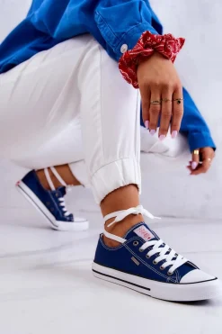 Hot Cross Jeans Damskie Klasyczne Trampki JJ2R4012C Granatowe