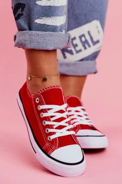 Discount Damskie Klasyczne Trampki Czerwone Omerta Damskie Trampki Damskie Niskie