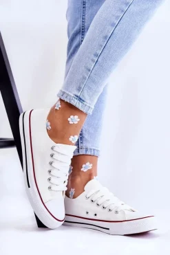 Trampki Damskie Niskie>Boto Damskie Klasyczne Trampki Wiązane Białe Be Mine