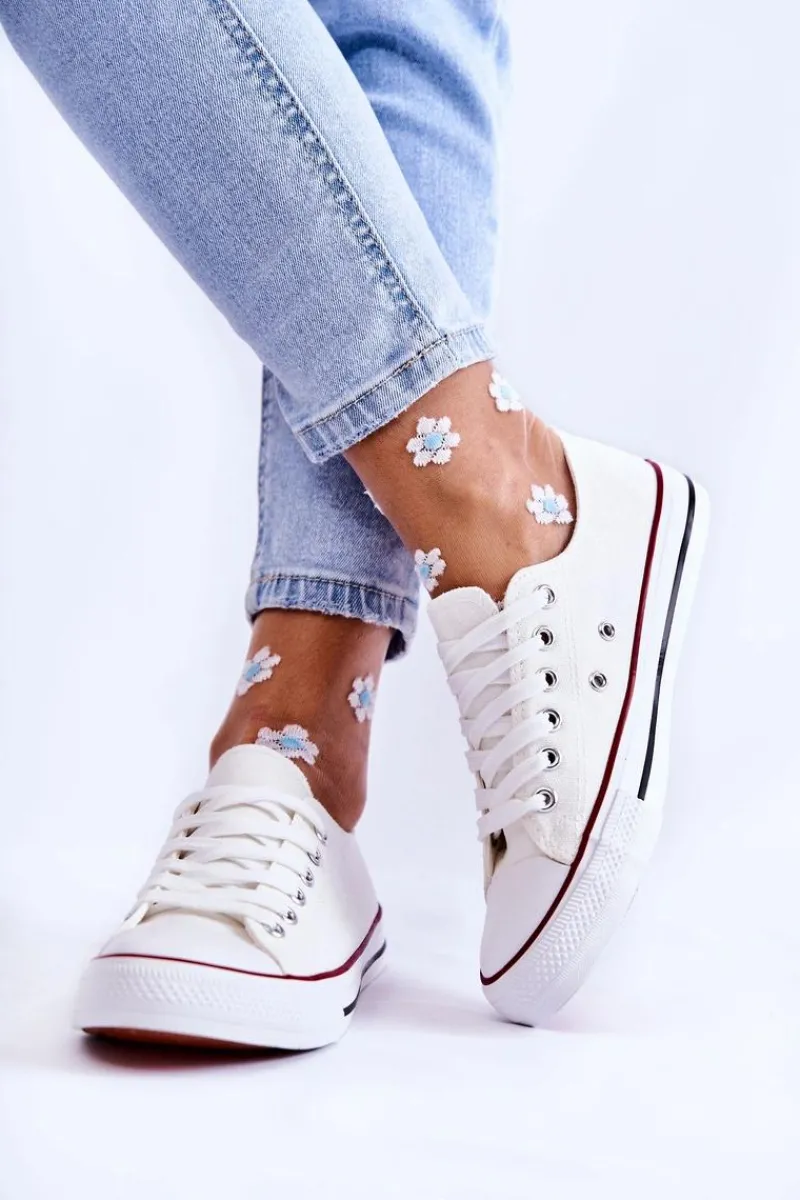 Trampki Damskie Niskie>Boto Damskie Klasyczne Trampki Wiązane Białe Be Mine