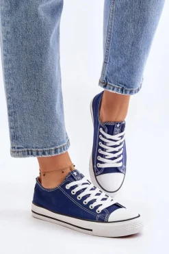 Hot Boto Damskie Klasyczne Trampki Granatowe Ecoma Niebieski