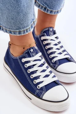 Hot Boto Damskie Klasyczne Trampki Granatowe Ecoma Niebieski