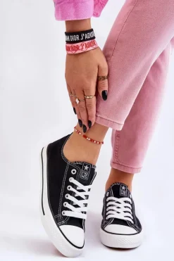 Evento Damskie Klasyczne Trampki Czarno-Białe Ecoma