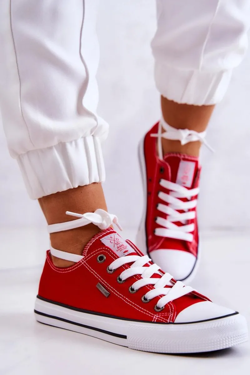 Online Damskie Klasyczne Trampki JJ2R4010C Czerwone Damskie Trampki Damskie Cross Jeans|Trampki Damskie Niskie