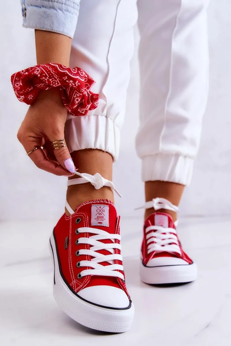 Online Damskie Klasyczne Trampki JJ2R4010C Czerwone Damskie Trampki Damskie Cross Jeans|Trampki Damskie Niskie