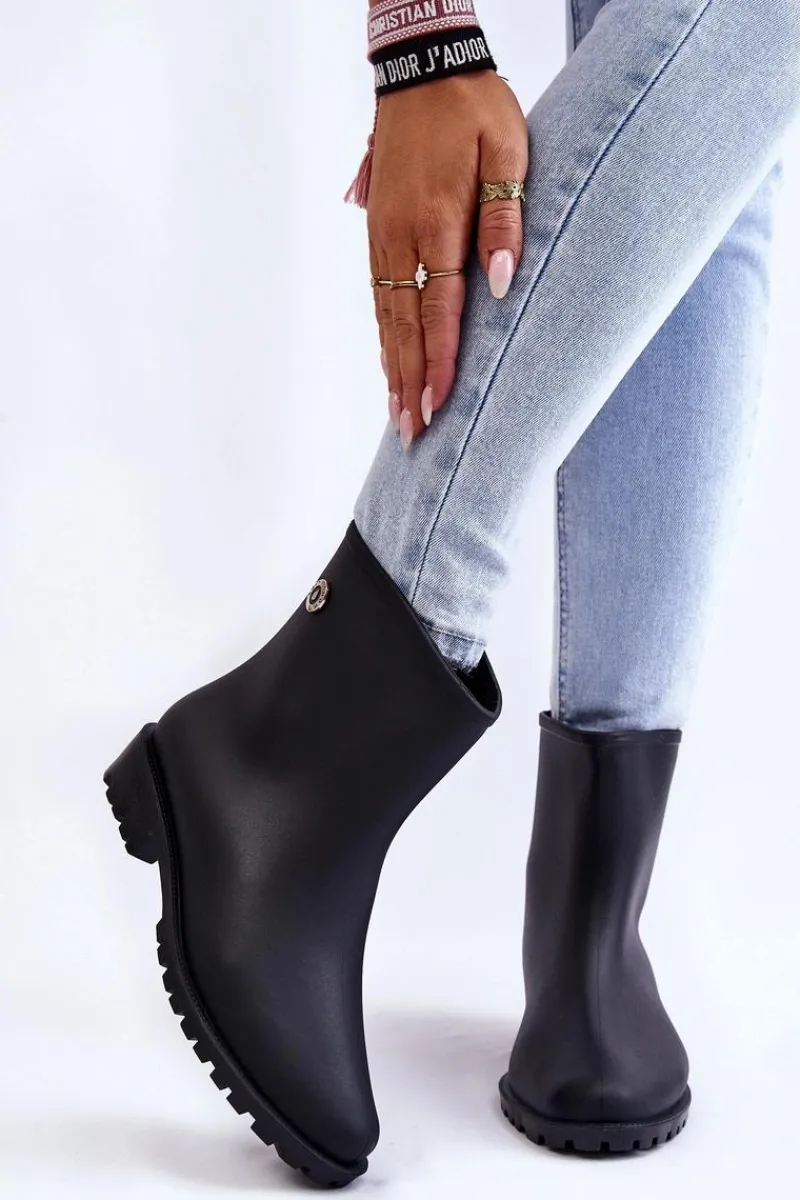 Best Boto Damskie Klasyczne Wsuwane Kalosze Czarne Floriana