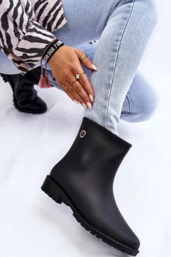 Best Boto Damskie Klasyczne Wsuwane Kalosze Czarne Floriana