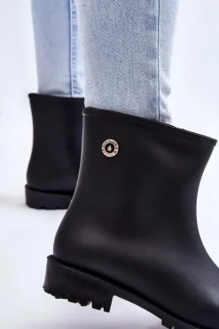 Best Boto Damskie Klasyczne Wsuwane Kalosze Czarne Floriana