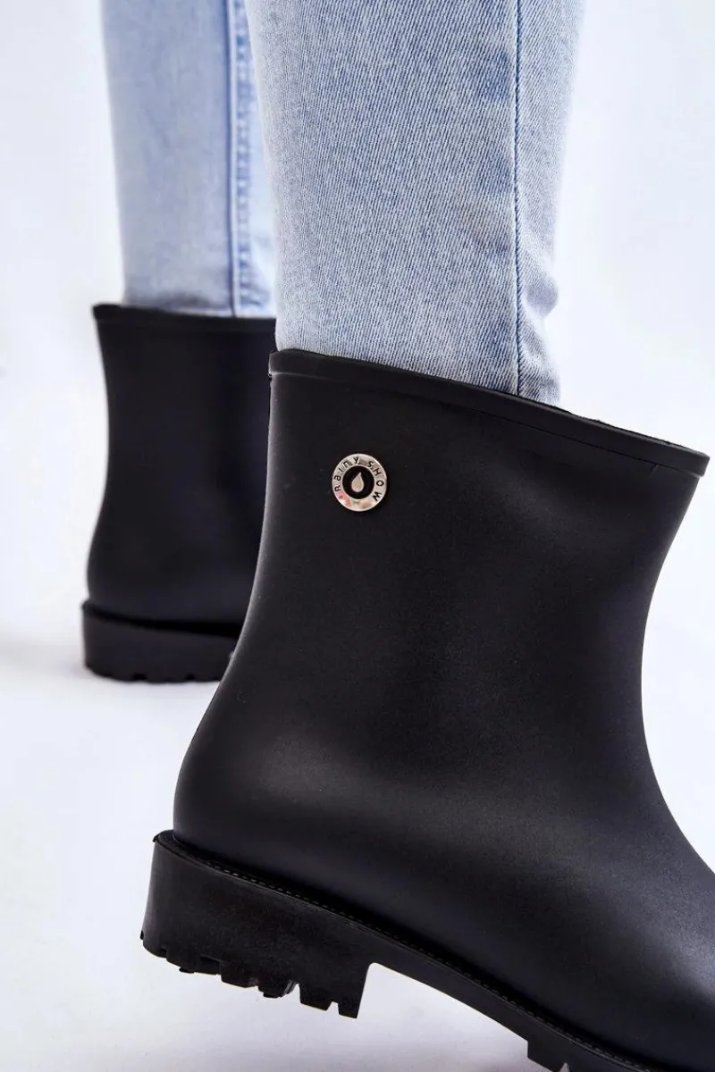 Best Boto Damskie Klasyczne Wsuwane Kalosze Czarne Floriana