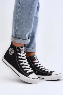 Trampki Damskie Big Star|Trampki Damskie Wysokie>Big Star Shoes Damskie Klasyczne Wysokie Trampki Big Star T274027 Czarne
