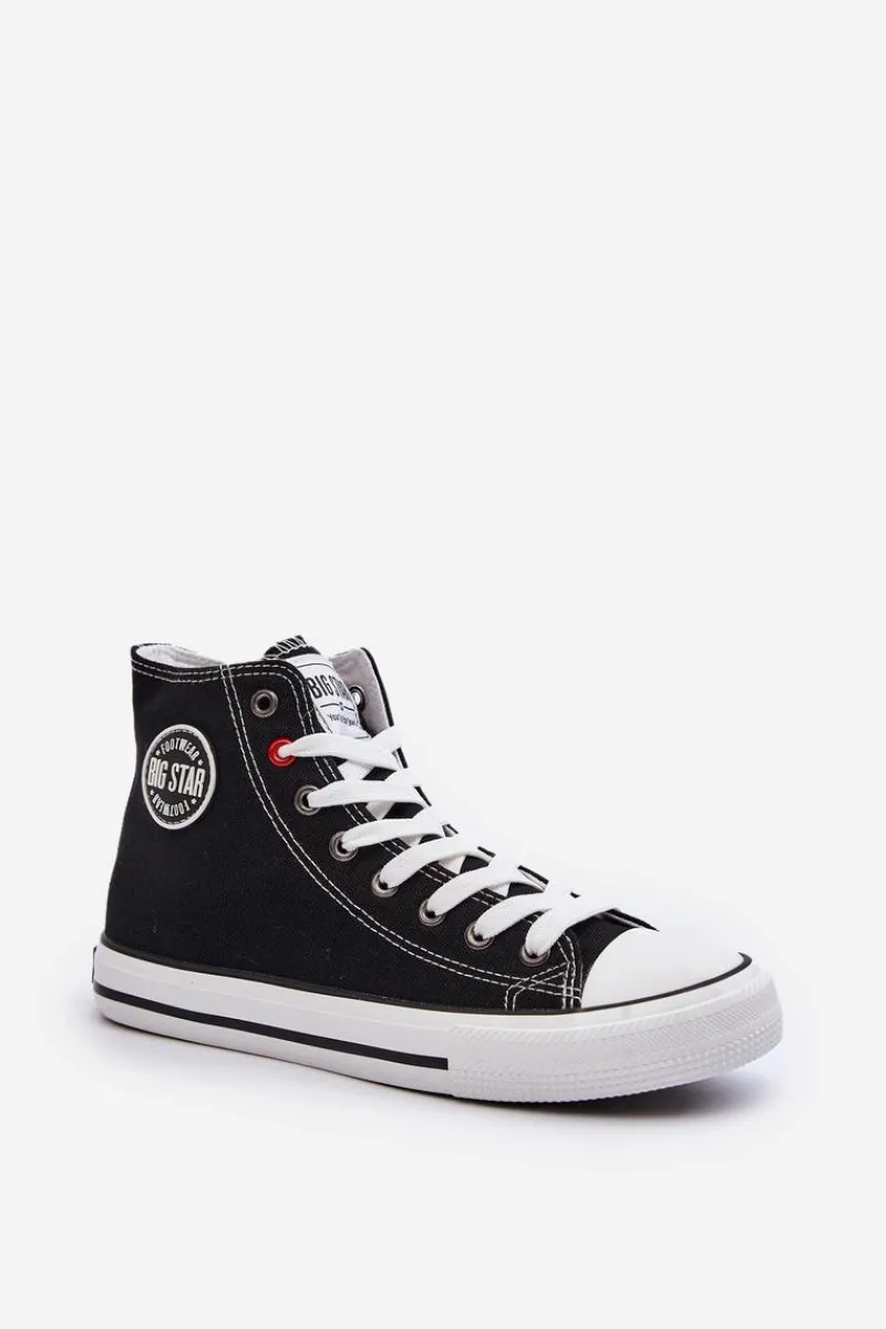 Trampki Damskie Big Star|Trampki Damskie Wysokie>Big Star Shoes Damskie Klasyczne Wysokie Trampki Big Star T274027 Czarne