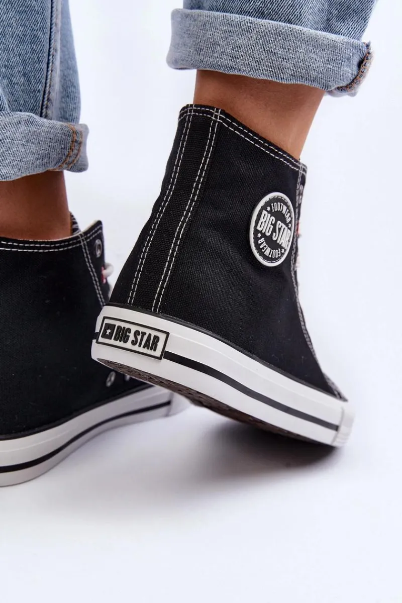 Trampki Damskie Big Star|Trampki Damskie Wysokie>Big Star Shoes Damskie Klasyczne Wysokie Trampki Big Star T274027 Czarne