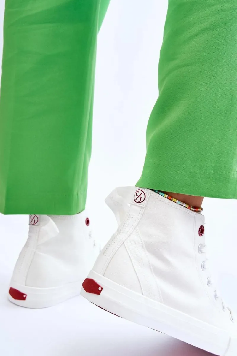 Outlet Cross Jeans Damskie Klasyczne Wysokie Trampki LL2R4086C Białe Biały