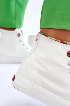 Outlet Cross Jeans Damskie Klasyczne Wysokie Trampki LL2R4086C Białe Biały