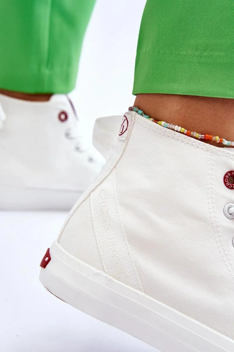 Outlet Cross Jeans Damskie Klasyczne Wysokie Trampki LL2R4086C Białe Biały