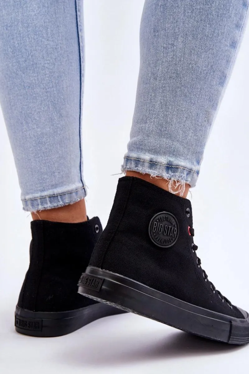 New Damskie Klasyczne Wysokie Trampki Big Star T274033 Czarne Damskie Trampki Damskie Big Star|Trampki Damskie Wysokie