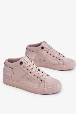 New Damskie Klasyczne Wysokie Trampki Big Star LL274004 Nude Damskie Trampki Damskie Big Star|Trampki Damskie Wysokie