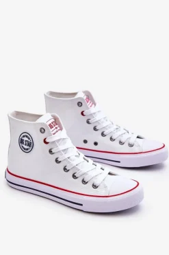 Trampki Damskie Big Star|Trampki Damskie Wysokie></noscript>Big Star Shoes Damskie Klasyczne Wysokie Trampki Big Star T274026 Białe Biały