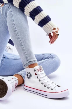 Trampki Damskie Big Star|Trampki Damskie Wysokie></noscript>Big Star Shoes Damskie Klasyczne Wysokie Trampki Big Star T274026 Białe Biały