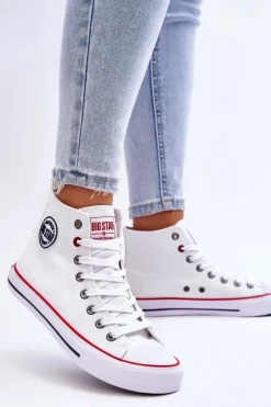 Trampki Damskie Big Star|Trampki Damskie Wysokie></noscript>Big Star Shoes Damskie Klasyczne Wysokie Trampki Big Star T274026 Białe Biały