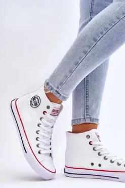 Trampki Damskie Big Star|Trampki Damskie Wysokie></noscript>Big Star Shoes Damskie Klasyczne Wysokie Trampki Big Star T274026 Białe Biały