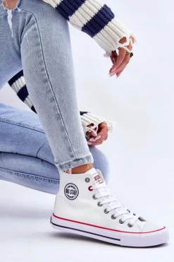 Trampki Damskie Big Star|Trampki Damskie Wysokie></noscript>Big Star Shoes Damskie Klasyczne Wysokie Trampki Big Star T274026 Białe Biały