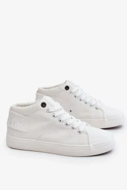 Discount Big Star Shoes Damskie Klasyczne Wysokie Trampki Big Star LL274002 Białe Biały